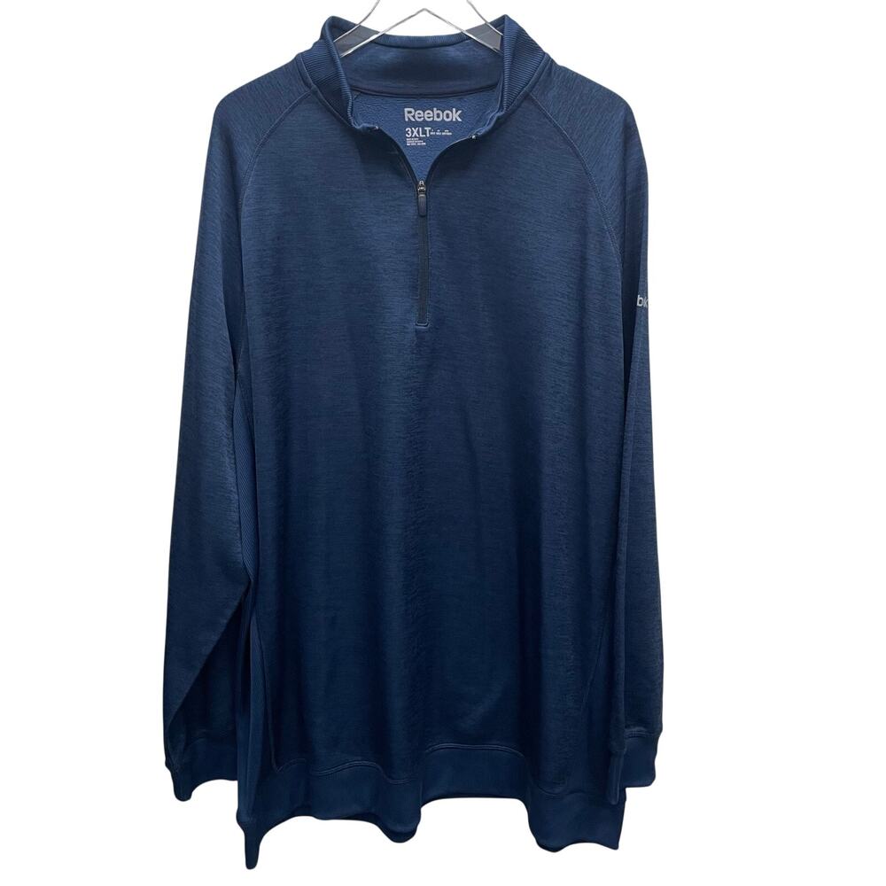 Reebok Men’s Blue Quarter Zip SpeedWick Heavy Knit Pullover Size 3XLT
